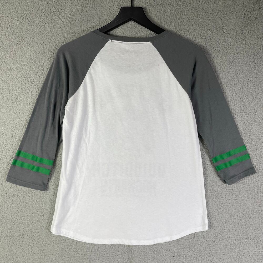 Harry Potter Slytherin Quidditch Raglan Shirt S Green Gray Hogwarts House Tee - Picture 2 of 7